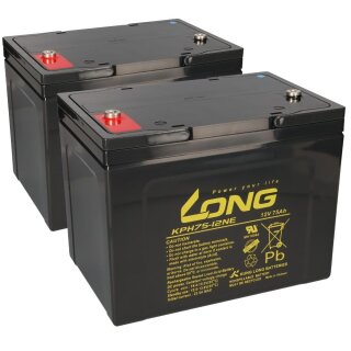 2x Kung Long KPH75-12NE AGM Akku 12V 75Ah M6 – 24V Satz für Elektromobil & Rollstuhl