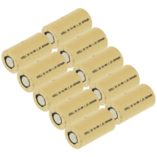 10x XCell Akku Sub-C 1,2V / 2000mAh X2000SCR PP Hochstrom Pappmantel