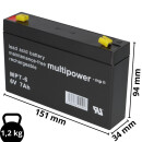 Multipower Lead acid battery mp7-6 Pb 6v 7Ah Fatson 4.8mm