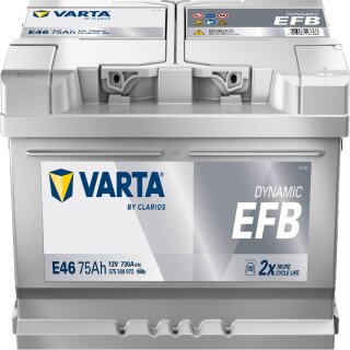 VARTA E46 Blue Dynamic EFB 12V 75Ah 730A Autobatterie Start-Stop