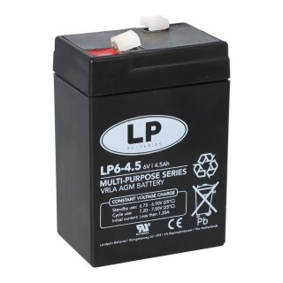 Landport Blei Akku LP6-4,5 6V 4,5Ah AGM T1 wartungsfrei