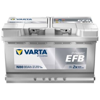 VARTA N80 Blue Dynamic EFB 12V 80Ah 800A Autobatterie Start-Stop 580 500 080