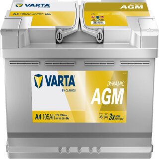 VARTA A4 Silver Dynamic AGM 12V 105Ah 950A Autobatterie Start-Stop