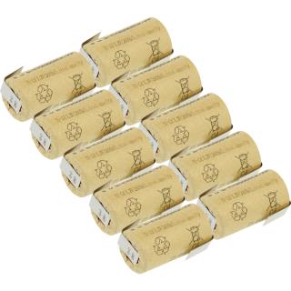 10x XCell Sub-C Hochleistungsakku mit Z- Lötfahne - 1,2V 2000 mAh Ni-CD