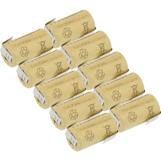10x XCell Sub-C Hochleistungsakku mit Z-Lötfahne - 1,2V 2000 mAh NiCd