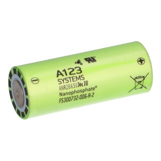 A123 Einzelzelle 3,3V 2500mAh B-GRADE ANR26650M1B