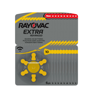 60x Rayovac Hörgerätebatterie Zinc Air, 10, 1.4V Extra Advanced