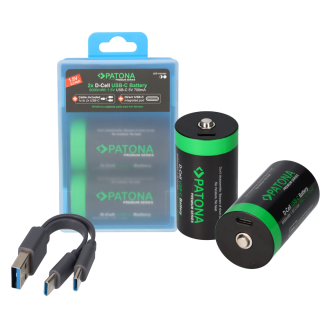 2x PATONA Premium Wiederaufladbare Zelle – 6,0 Wh – inkl. Ladekabel