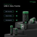4x PATONA Premium CR123A USB-C Akku 3,0V 800mAh / 2400mWh – inkl. Ladekabel