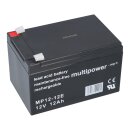 Multipower MP12-12E AGM Bleiakku 12V 12Ah – F6,3 mm