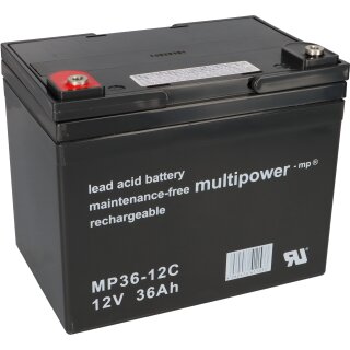 Multipower MP36-12C AGM Akku 12V 36Ah – passend für Greensaver SP38-12, 6-DM-36 und 48-V-Akkusätze