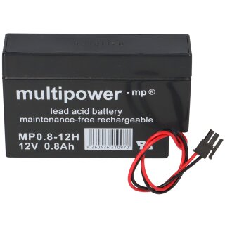 Multipower Blei-Akku MP0,8-12H Pb 12V 0,8Ah Heim u Haus Stecker AGM