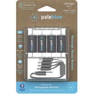 4x Paleblue USB-C Wiederaufladbare CR123A Batterie