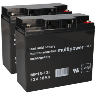 2x Multipower Blei-Akku MP18-12 Pb 12V 18Ah VdS, M5