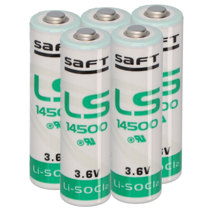 5x Saft Lithium 3,6V Batterie LS 14500 AA Mignon LS14500