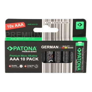 PATONA Premium AAA Batterien 10er Pack 1,5V Alkaline
