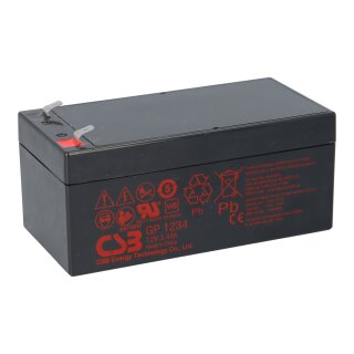 CSB GP1234 – 12V 3,4Ah AGM-Batterie | Kompakt & wartungsfrei