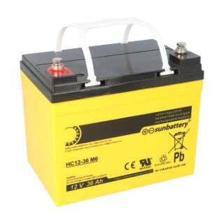 SUN Battery AGM HC12-36 Akku 12V 36Ah | High Cycle | Wartungsfrei | Blei-Vlies