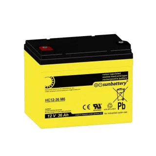 SUN Battery AGM HC12-36 Akku 12V 36Ah | High Cycle | Wartungsfrei | Blei-Vlies