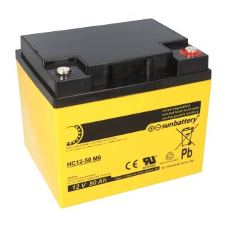 SUN Battery AGM HC12-50 Akku 12V 50Ah | High Cycle | Zyklenfest | Wartungsfrei