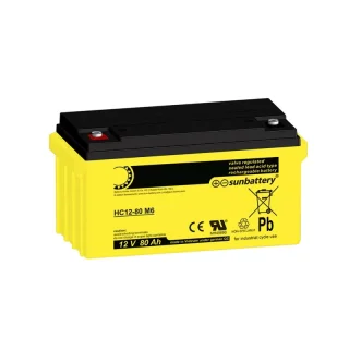 SUN Battery AGM HC12-80 Akku 12V 82Ah | High Cycle | Wartungsfrei | Zyklenfest