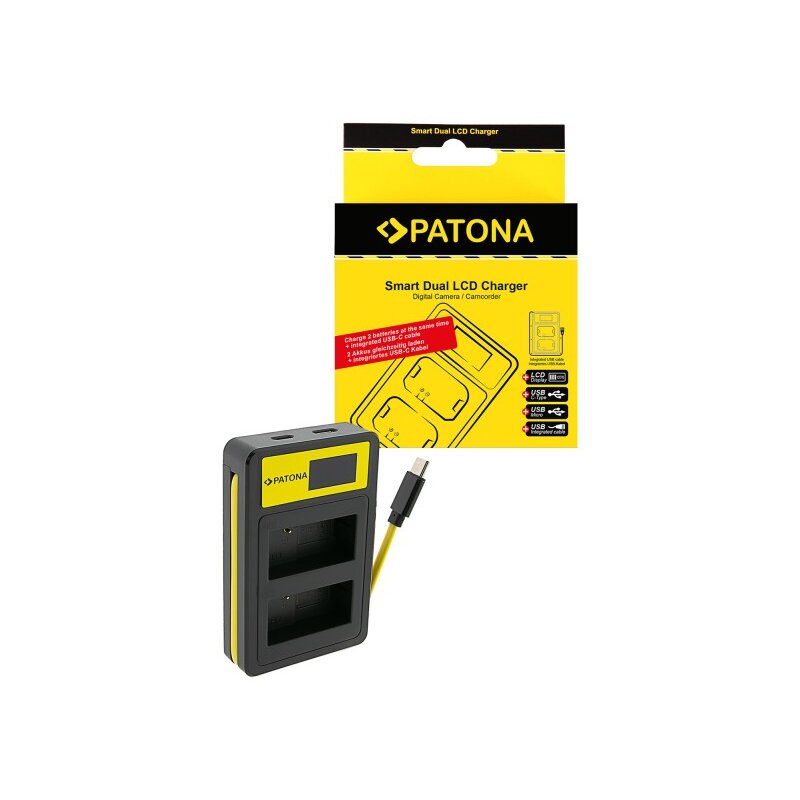 PATONA Ladegerät DMW-BLC12 USB Dual LCD für Lumix & V-Lux