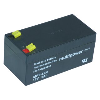 Multipower MP3-12N AGM Blei-Akku mit Faston 4,8 mm Anschluss