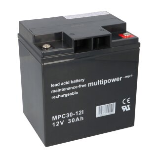Multipower MPC30-12I AGM Zyklenfester Blei-Akku mit M6 Innengewinde