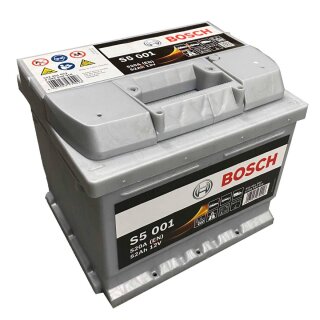 Bosch S5 001 Autobatterie 52Ah 520A Vorderansicht