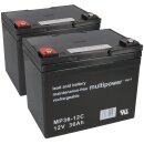 Replacement battery for Shoprider Gemini 36 2x Multipower 12v - 36Ah Cycle-proof agm vrla