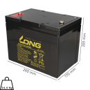 Replacement battery for Invacare g50 2x Kung Long lead acid battery kph75-12ne m6 12v 75Ah cycle resistant