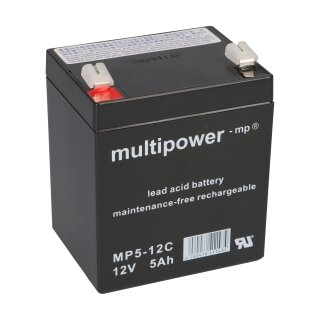 Multipower Blei Akku MP5-12C Pb 12V 5Ah Zyklenfest AGM