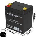 Multipower Lead battery mp4,5-12 Pb 12v / 4,5Ah Faston 4,8