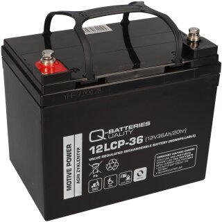 Q-Batteries 12lcp-36 / 12v - 36Ah lead battery cycle type agm - Deep Cycle vrla