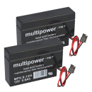 2x Multipower lead battery mp0.8-12h Pb 12v 0.8Ah home and house plug shutter