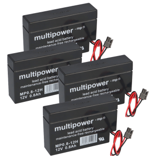 4x Multipower lead battery mp0.8-12h Pb 12v 0.8Ah home and house plug shutter