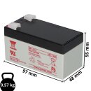 Yuasa NP1.2-12 AGM-Bleiakku 12V 1,2Ah VdS – Faston...