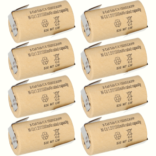 8x XCell Sub-C Hochleistungsakku mit Z- Lötfahne - 1,2V 1500 mAh Ni-CD