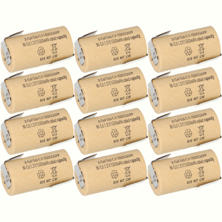 12x XCell Sub-C Hochleistungsakku mit Z-Lötfahne - 1,2V 1500 mAh NiCd