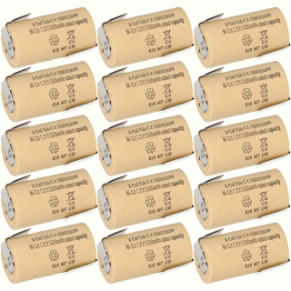 15x XCell Sub-C Hochleistungsakku mit Z- Lötfahne - 1,2V 1500 mAh Ni-CD