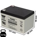 Yuasa Lead battery rec14-12 Pb 12v / 14Ah cycle resistant, Faston 6.3mm