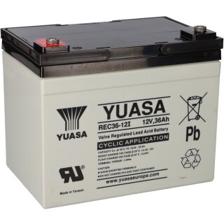 Yuasa Blei-Akku REC36-12I Pb 12V / 36Ah Zyklenfest, M5 Innengewinde