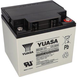 Yuasa Blei-Akku REC50-12I Pb 12V / 50Ah Zyklenfest, M5 Innengewinde