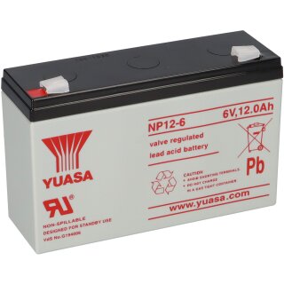 Yuasa Blei-Akku NP12-6 Pb 6V / 12Ah VdS, Faston 6,3