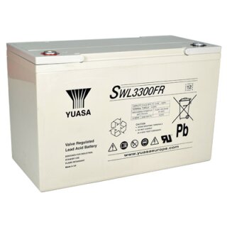 Yuasa Blei-Akku SWL3300FR Pb 12V / 110,2Ah Flame Retardant 10-12 Jahresbatterie, M8 innen