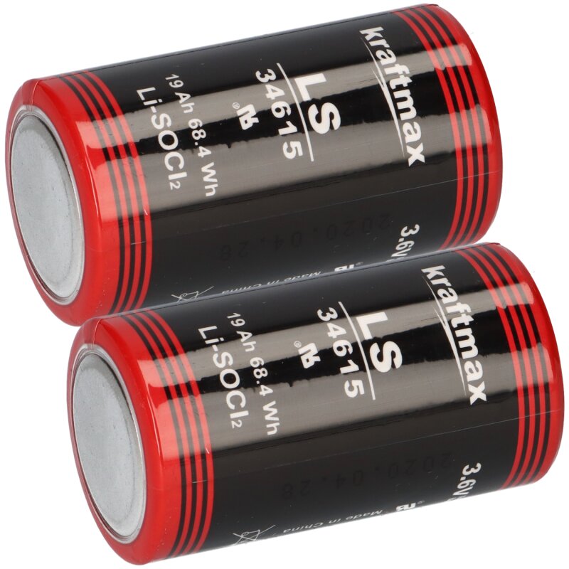 2x XCell Lithium 3,6V Batterie ER34615 D Zelle LS33600 Mono