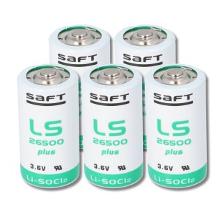 5x SAFT Lithium Batterie Baby C LS 26500 PLUS 3,6V 8,5Ah Lithium-Thionylchlorid