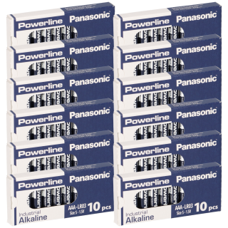 120x MICRO AAA LR03 MN2400 Batterie PANASONIC POWERLINE INDUSTRIAL 1383mAh 12x10er Pack