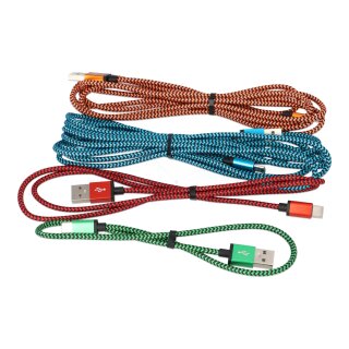 USB-C Schnellladekabel 4er Set mit Nylon Ummantelung