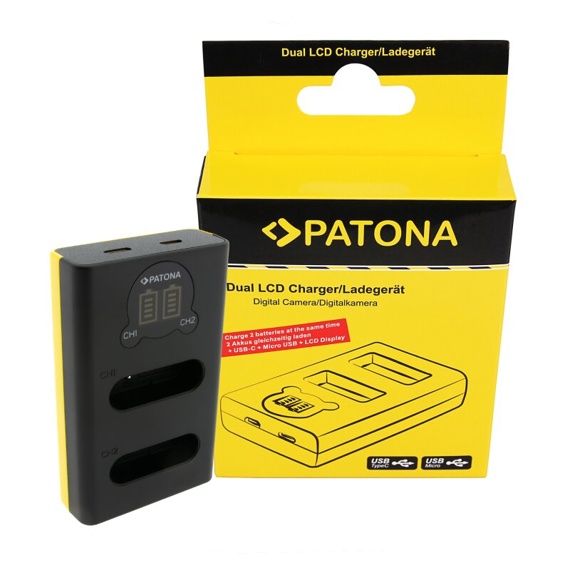 PATONA Dual LCD USB Ladegerät für Nikon EN-EL23 | Schnellladegerät mit USB-C & LCD-Display